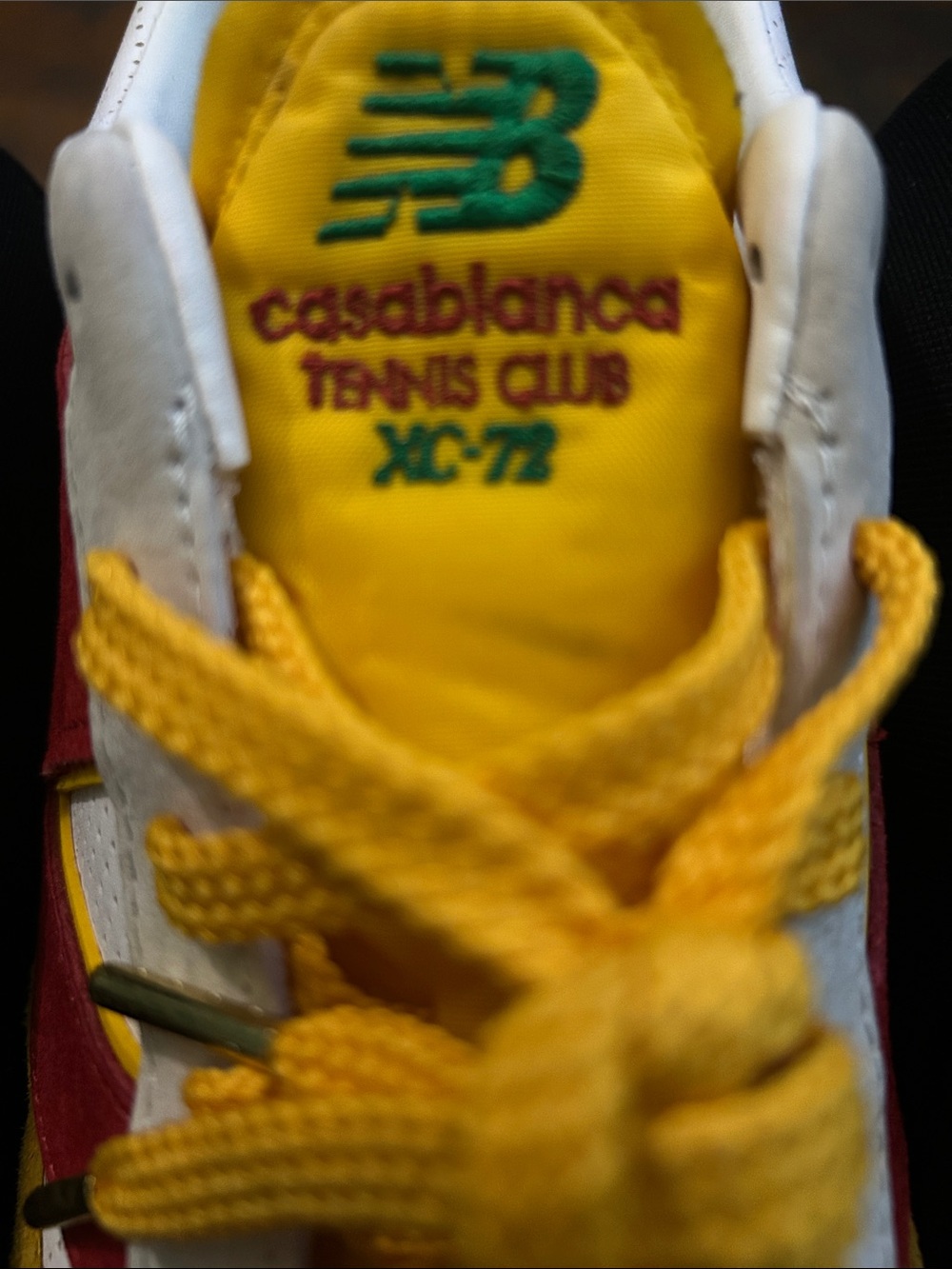 New Balance X Casablanca XC72 Yellow & Red Suede Retro Runner - Picture 6 of 6